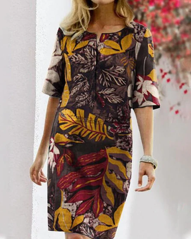 Casual Floral Short Sleeve Women's Dress