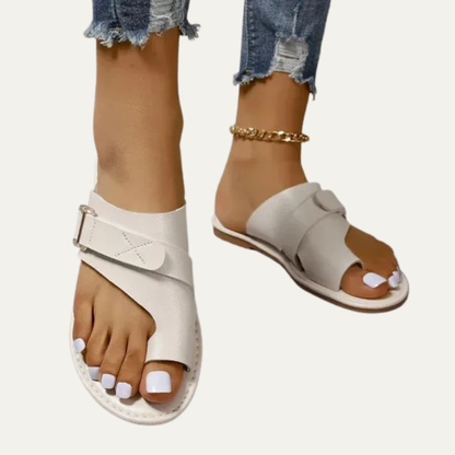 VogeLuxe | Women’s Minimalist Toe Loop Sandals with Asymmetrical Strap
