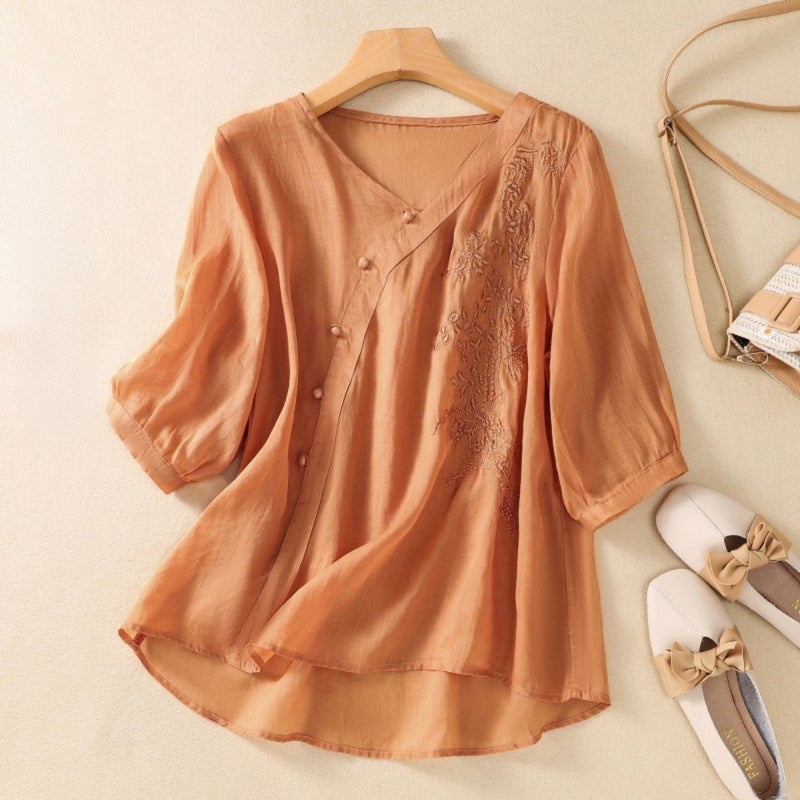 Chic Off Center Button Top