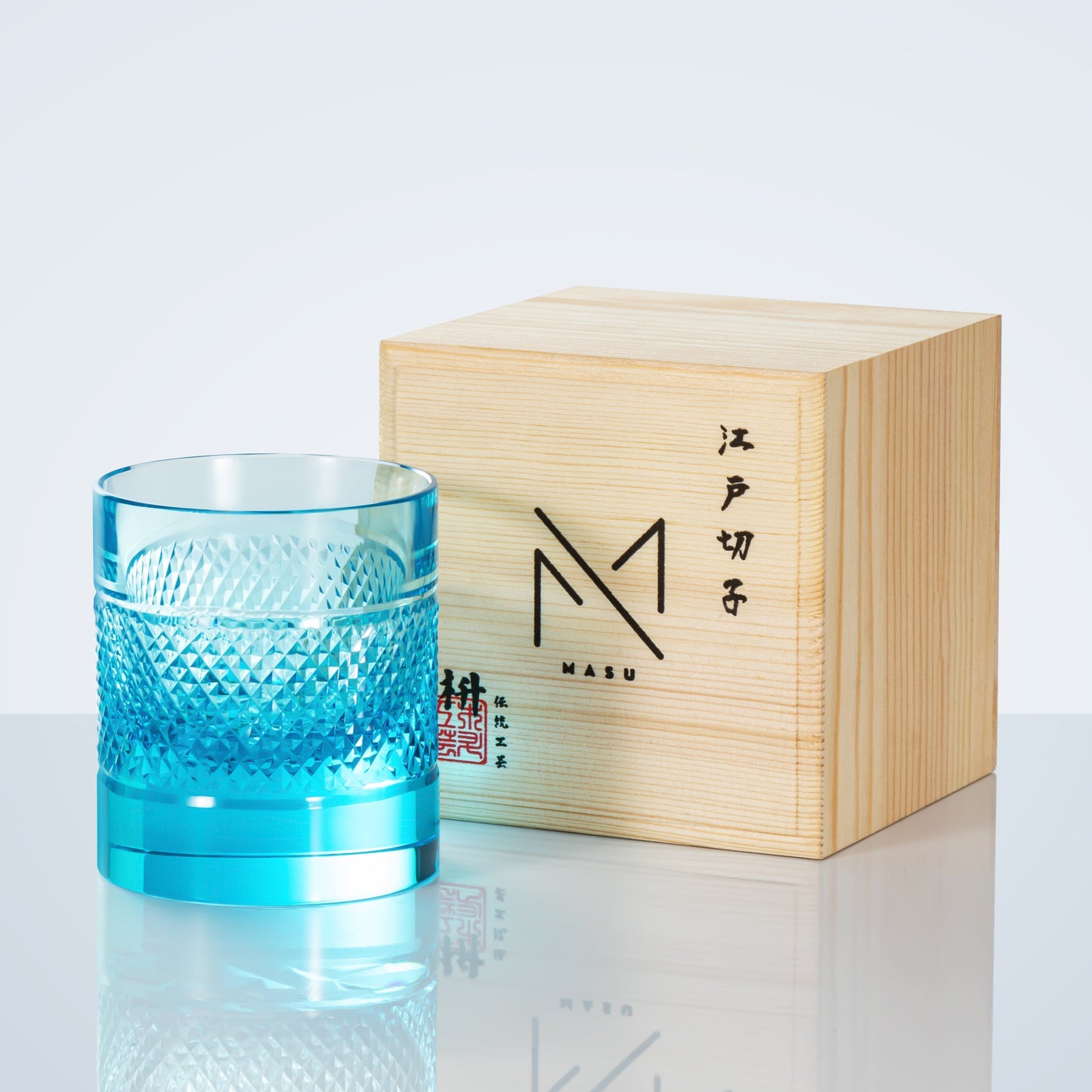 Colorful Diamond Whisky Glasses Set with Wood Case