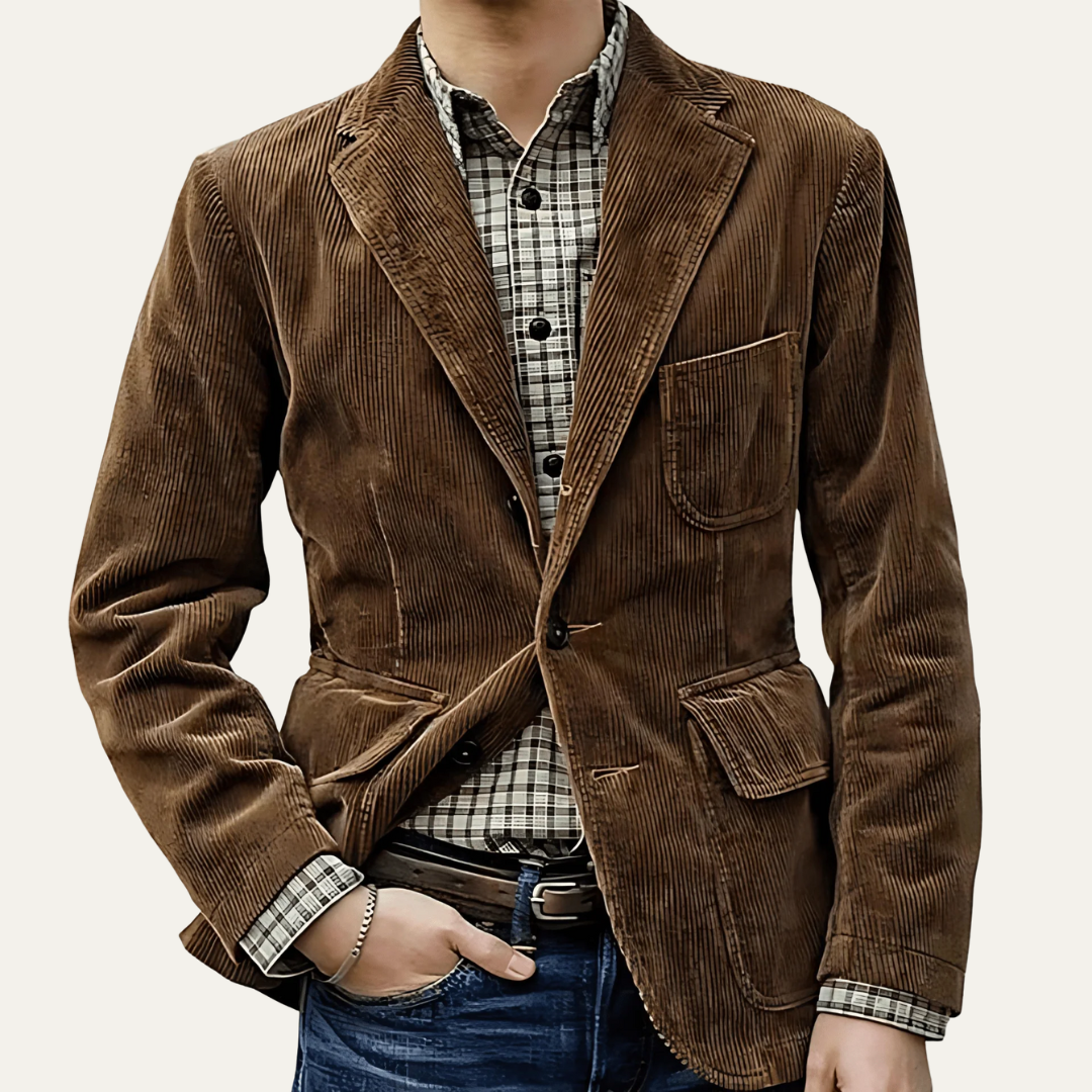 VogeLuxe | Men’s Tailored Corduroy Two Button Blazer