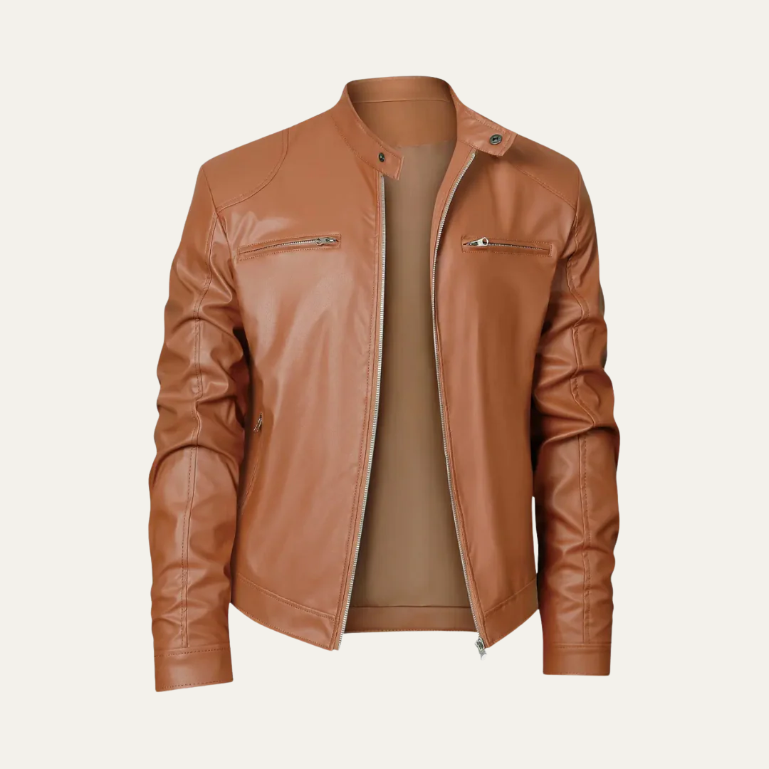 VogeLuxe | Men’s Fitted Leather Motorcycle Jacket