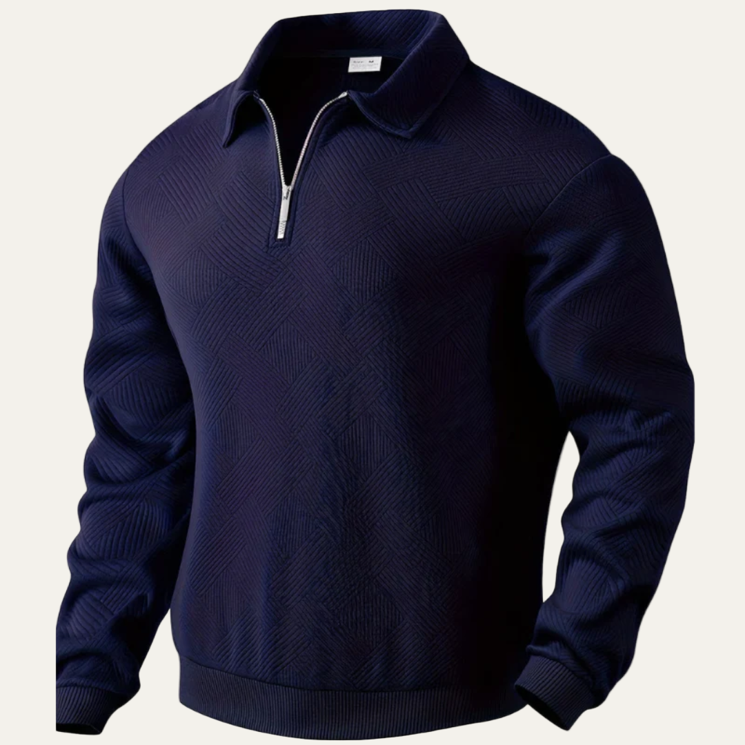 VogeLuxe | Men’s Textured Quarter Zipper Polo Sweater
