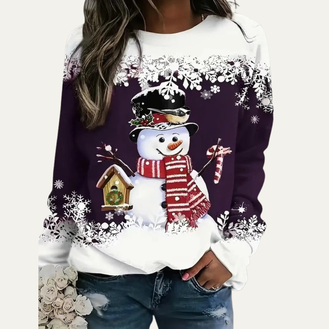 VogeLuxe | Women’s Festive Snowman Crewneck Sweatshirt