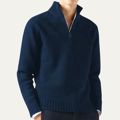 VogeLuxe | Men’s Ribbed Collar Quarter Zip Sweater