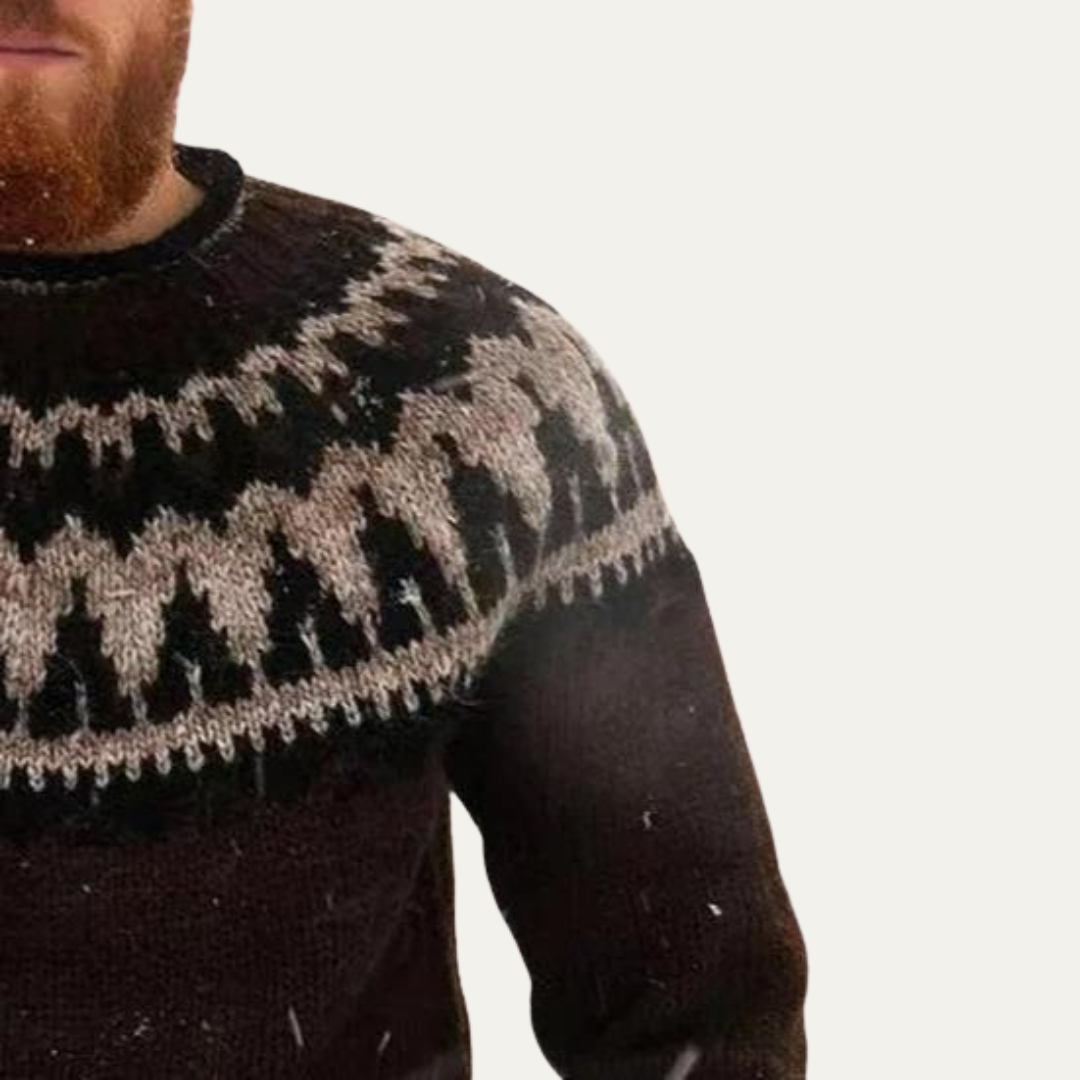 VogeLuxe | Men’s Fair Isle Crew Neck Knit Sweater