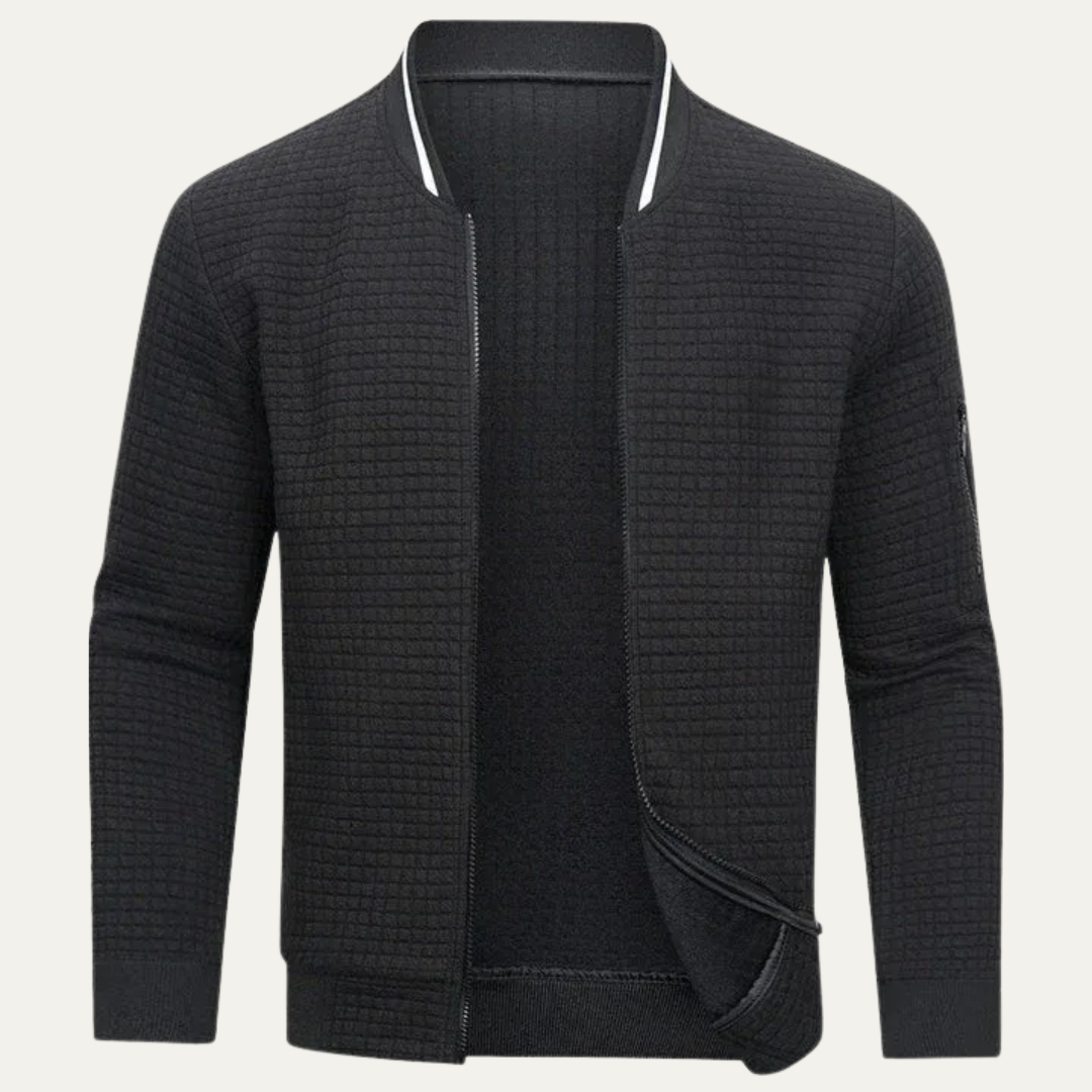 VogeLuxe | Men’s Textured Quilted Zip Bomber Jacket