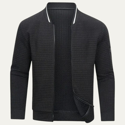 VogeLuxe | Men’s Textured Quilted Zip Bomber Jacket