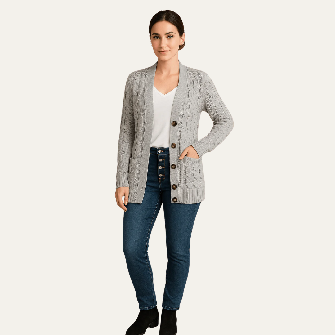 VogeLuxe | Women’s Classic Mid-Length Cardigan Sweater