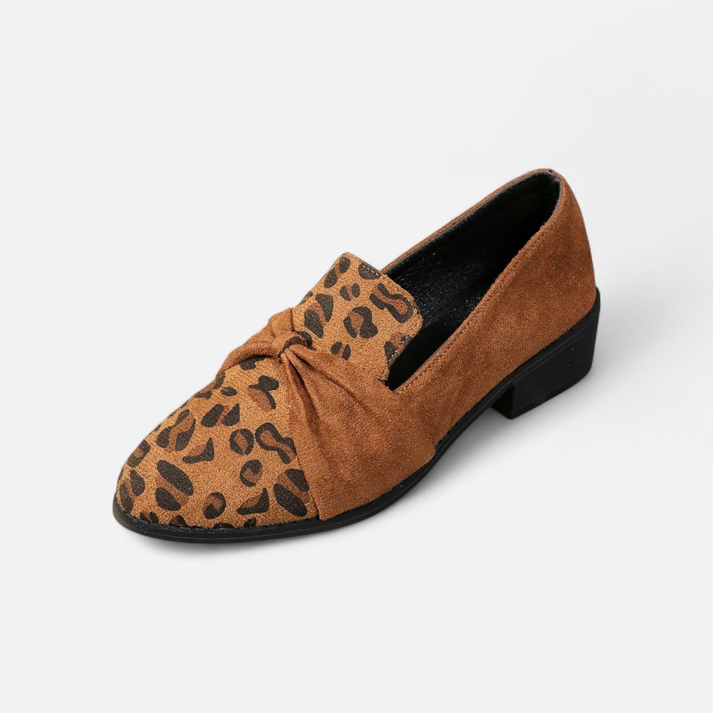 Luxury Suede Leopard Print Slip On Heels