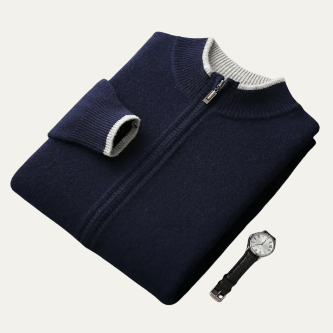 VogeLuxe | Men’s Slim Fit Full Zip Ribbed Cardigan Sweater