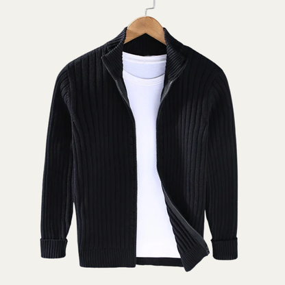 VogeLuxe | Men’s Wide Ribbed Full Zip Cardigan