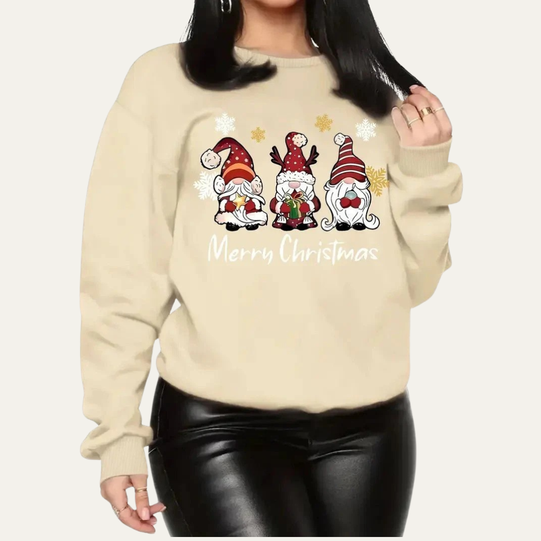 VogeLuxe | Women’s Merry Christmas Gnome Graphic Sweatshirt