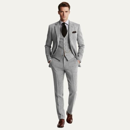 VogeLuxe | Men’s Textured Tweed Three Piece Suit