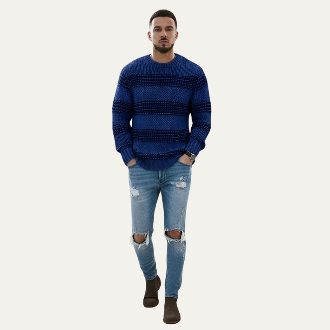 VogeLuxe | Men’s Chunky Striped Knit Sweater
