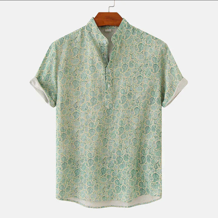 Fashionable Graphic Henley Tee - VogeLuxe