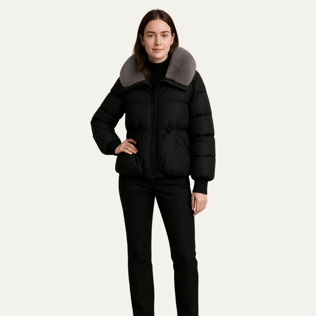 VogeLuxe | Women’s Fur Quilted Cropped Puffer Jacket