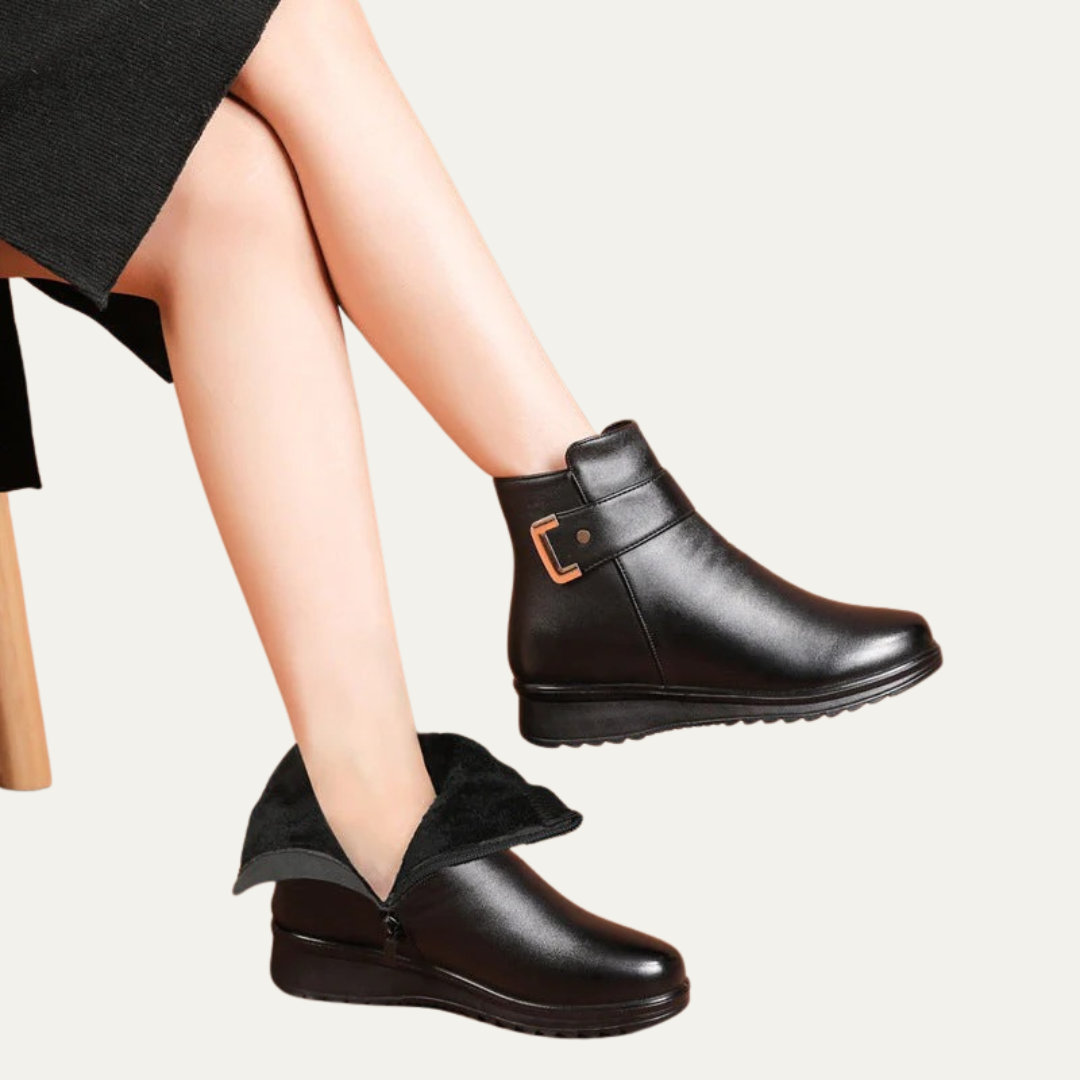 VogeLuxe | Women’s Sleek Leather Style Ankle Boots