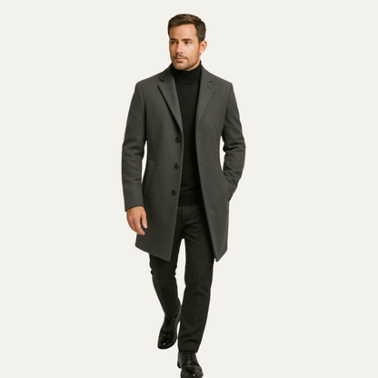 VogeLuxe | Men’s Classic Single-Breasted Long Overcoat