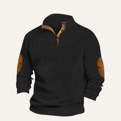 VogeLuxe | Men’s Ribbed Henley Mock Neck Pullover Sweater