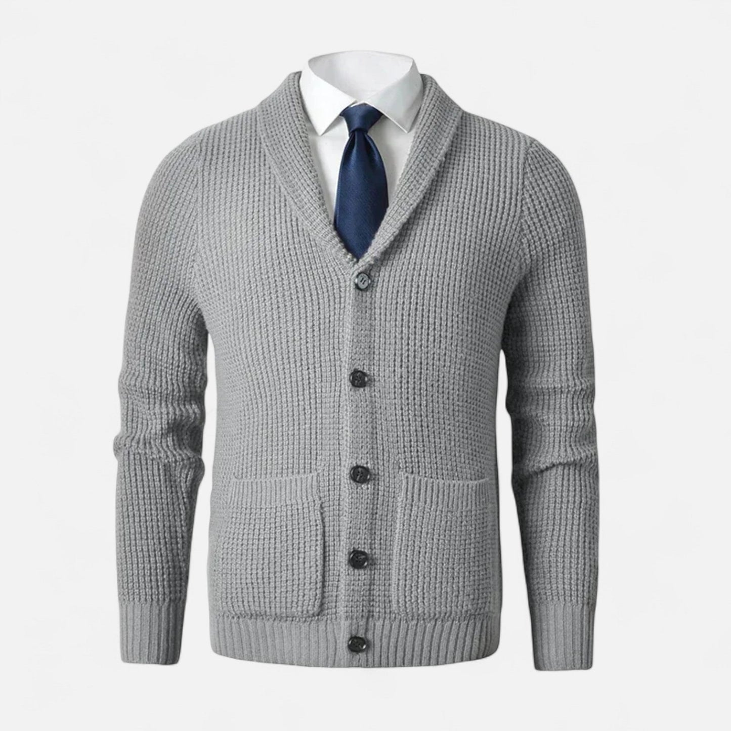 Men's Smart Wool Cardigan - Slim Fit Classic Design - VogeLuxe