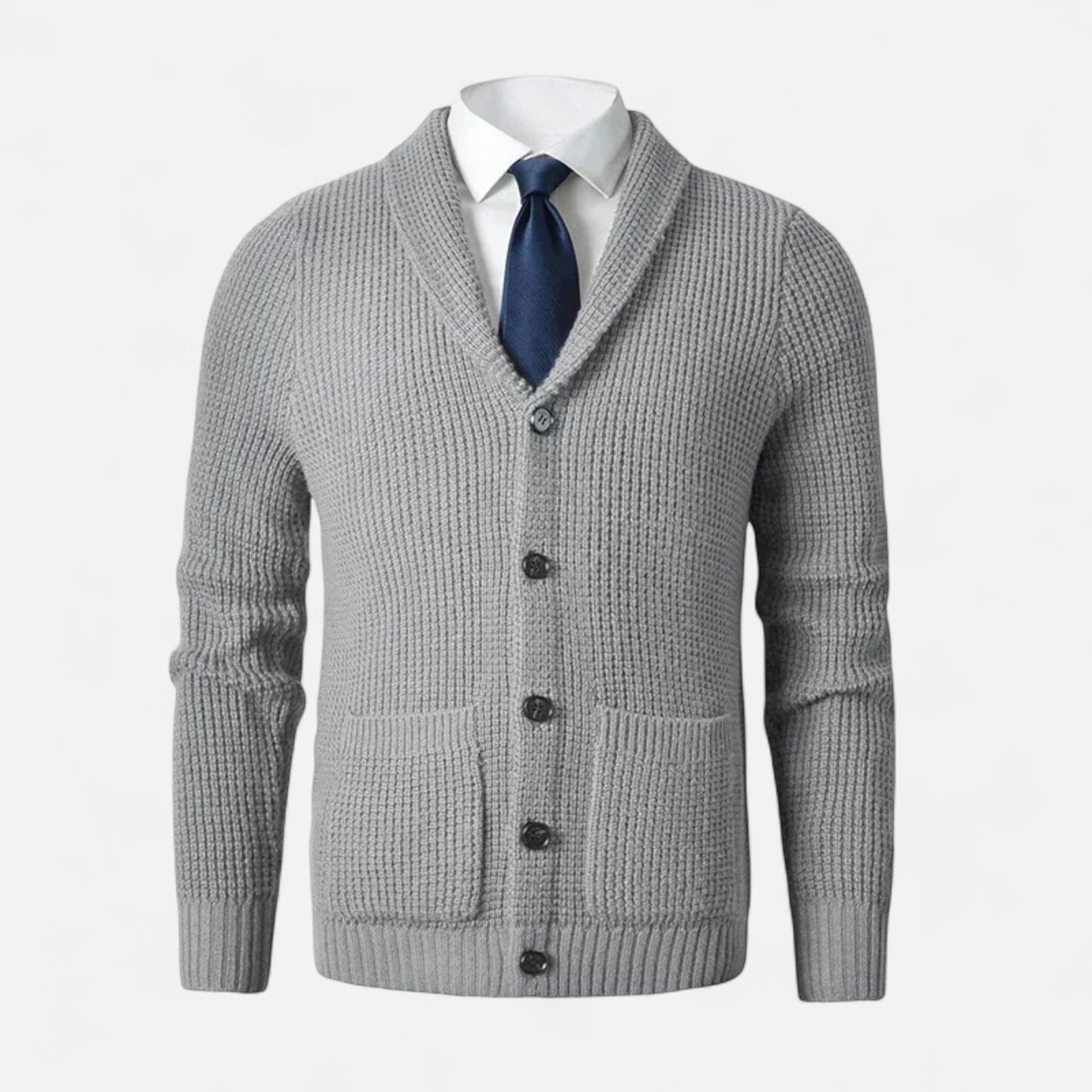 Men's Smart Wool Cardigan - Slim Fit Classic Design - VogeLuxe