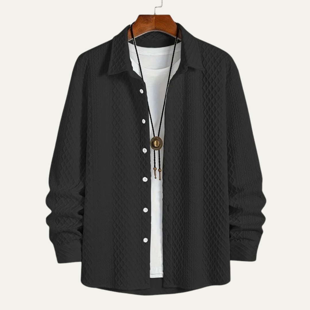 VogeLuxe | Men’s Embossed Waffle Texture Button Down Shirt