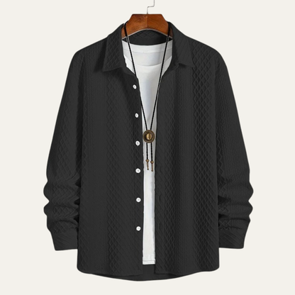 VogeLuxe | Men’s Embossed Waffle Texture Button Down Shirt