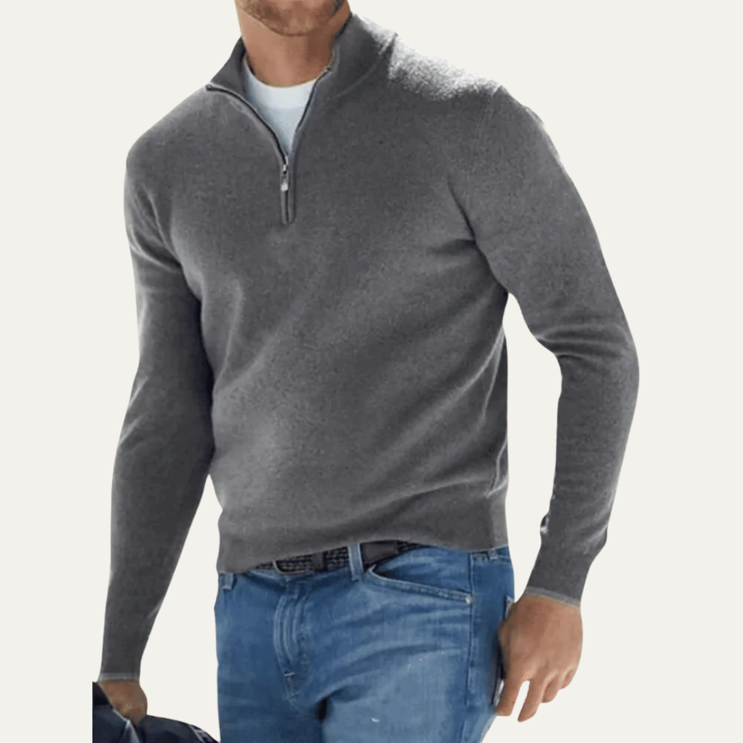 VogeLuxe | Men’s Minimalist Quarter Zip Long Sleeve Pullover
