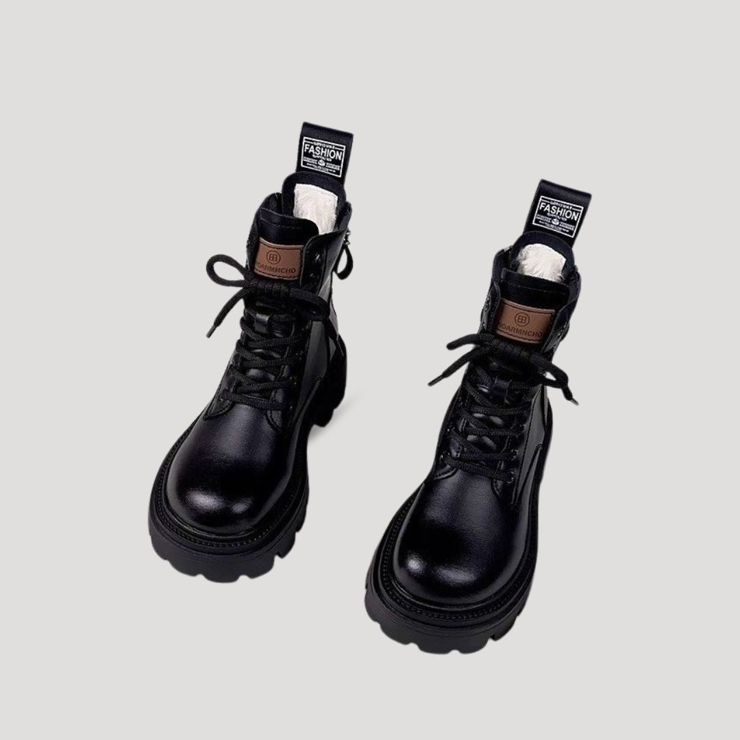Trendy Lace Up Ankle Boots - Warm Winter Boots - VogeLuxe