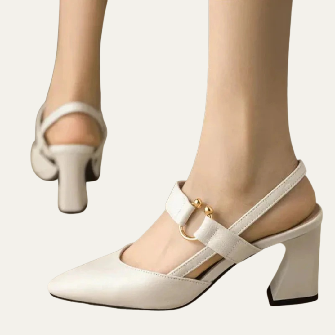 VogeLuxe | Women’s Pointed Toe Slingback Pumps with Block Heel