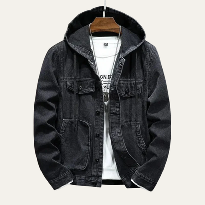 VogeLuxe | Men’s Hooded Denim Button Jacket