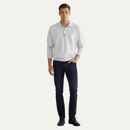 VogeLuxe | Men’s Fine Knit Long Sleeve Polo Sweater