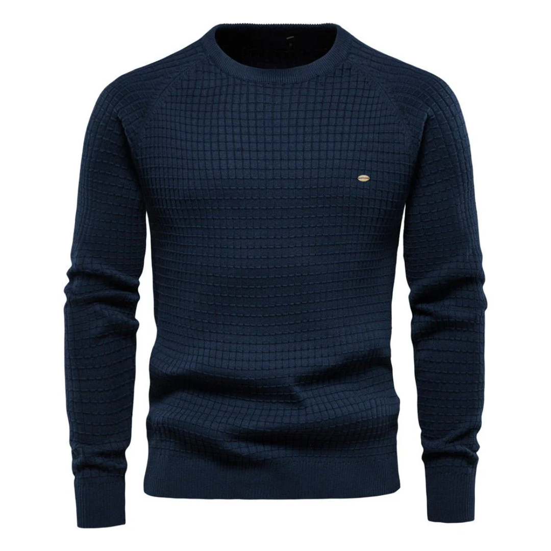 VogeLuxe | Men’s Textured Waffle Knit Crewneck Sweater