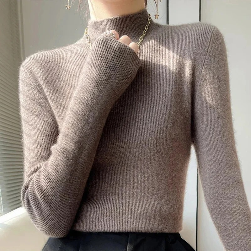 Warm Fitted Ladies Wool Sweater for Winter