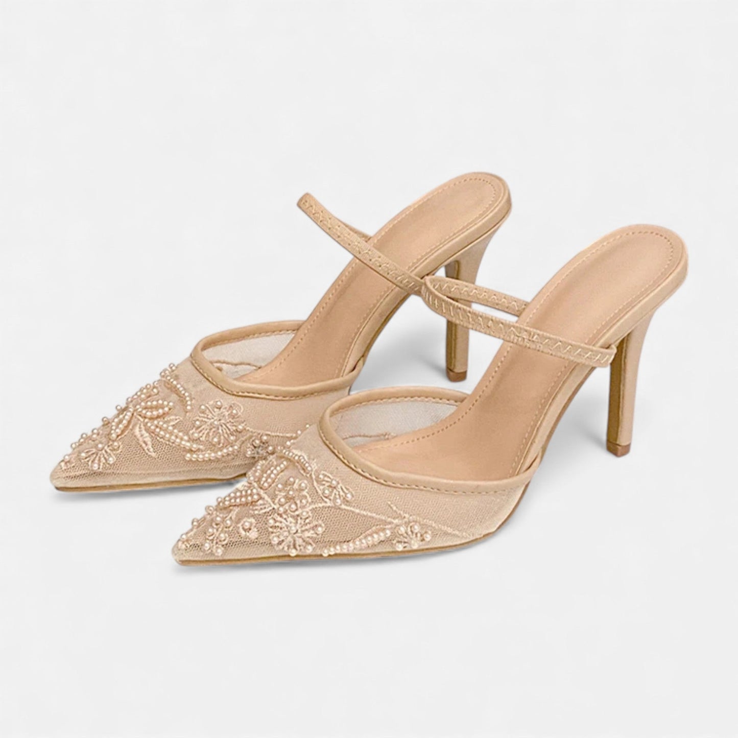 Stylish Embroidered Mesh High Heels