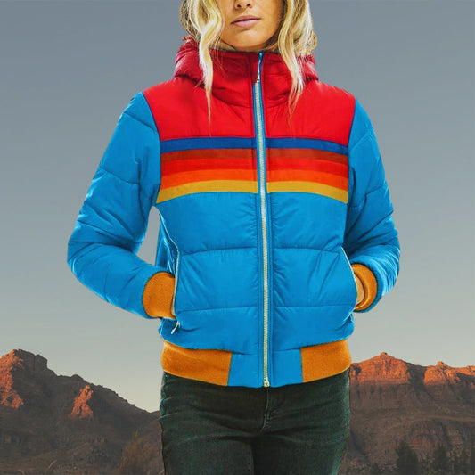 Waterproof Women's Raincoat with Colorful Stripes - VogeLuxe