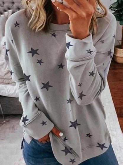 Cozy Winter Star Pattern Crew Neck Sweater