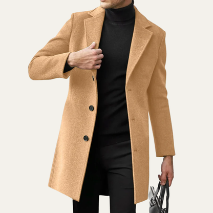 VogeLuxe | Men’s Classic Mid-Thigh Wool Blend Overcoat