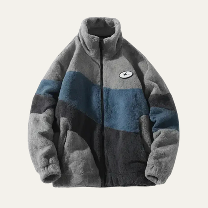 VogeLuxe | Men’s Sherpa Color Block Zip Jacket