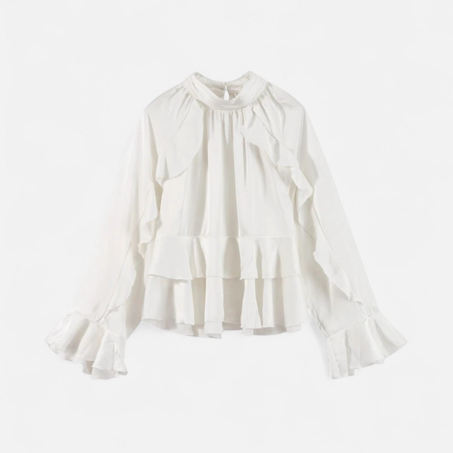 VogeLuxe | Ladies Fancy Ruffle Silk Blouse - VogeLuxe