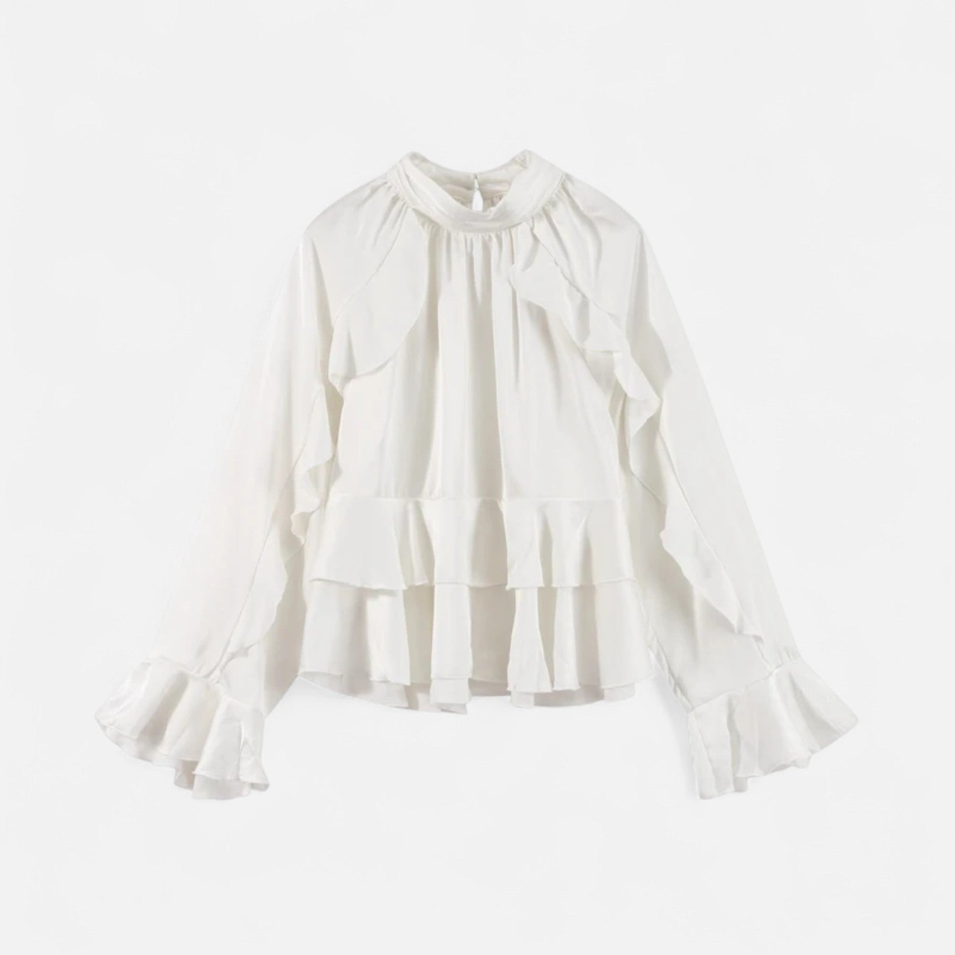 VogeLuxe | Ladies Fancy Ruffle Silk Blouse - VogeLuxe