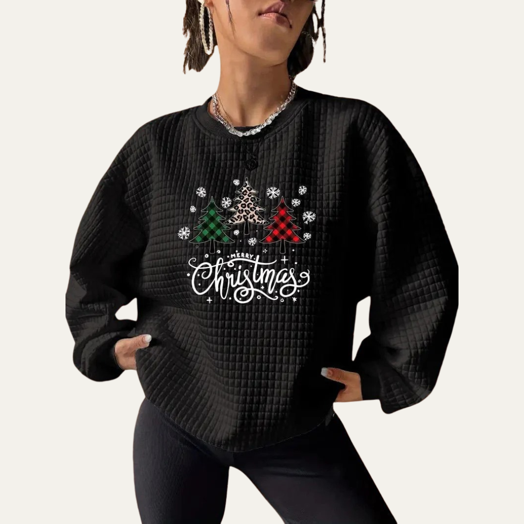 VogeLuxe | Women’s Quilted Christmas Crewneck Sweatshirt