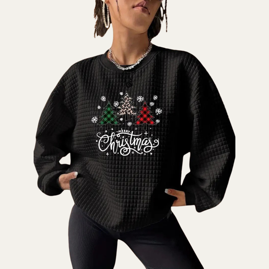 VogeLuxe | Women’s Quilted Christmas Crewneck Sweatshirt