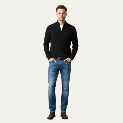 VogeLuxe | Men’s Textured Quarter Zip Standing Collar Sweater