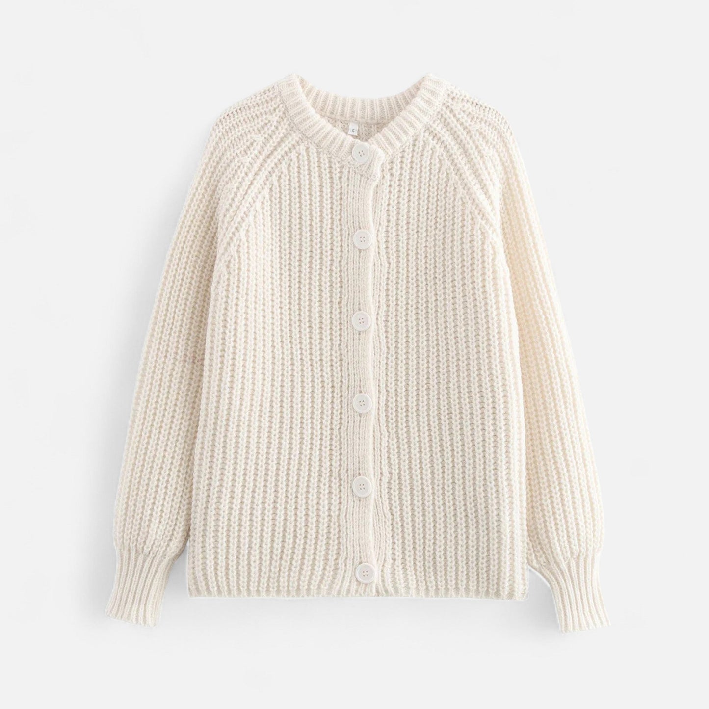 Cozy Womens Classic Crew Neck Knit Cardigan