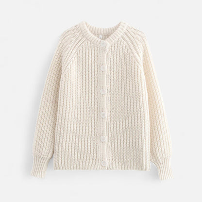 Cozy Womens Classic Crew Neck Knit Cardigan