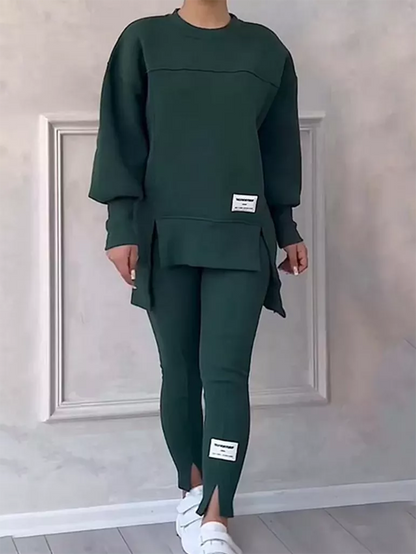 Warm Women's Patchwork Sweater and Leggings Set