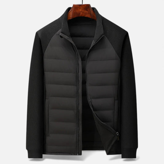 Warm Men's Padded Down Coat with High Collar - VogeLuxe