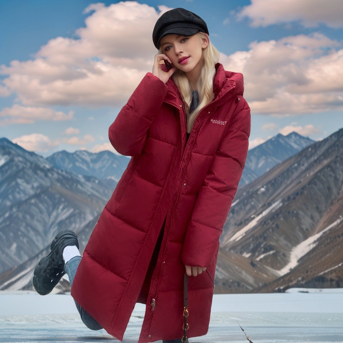 Warm Women's Black Padded Parka Winter Jacket with Hood